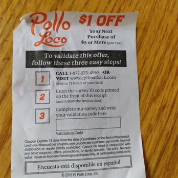 El Pollo Loco - Back of receipt - Fast Food Near Me - Menifee, California El Pollo Loco - Back of receipt - Fast Food Near Me - Menifee, California