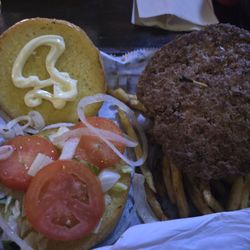 Burger lunch special with fries. $6.50