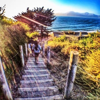 China Beach - Descending down the endless steps to the cove (sunbathing deck to the left) - Parks Near Me - San Francisco, California China Beach - Descending down the endless steps to the cove (sunbathing deck to the left) - Parks Near Me - San Francisco, California