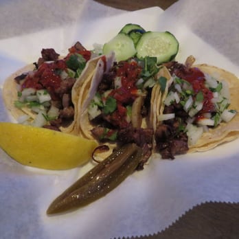 Biergarten - Biergarten tacos (pico de gallo + biergarten taco sauce, 3 kalbi tacos, $9.5) - Gastropubs Near Me - Los Angeles, California Biergarten - Biergarten tacos (pico de gallo + biergarten taco sauce, 3 kalbi tacos, $9.5) - Gastropubs Near Me - Los Angeles, California