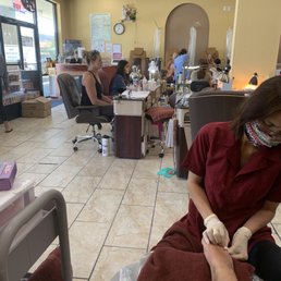 Salon is no frills but large Salon is no frills but large