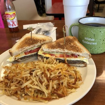 Innside Restaurant - Sausage Breakfast Sandwich with Cheese and Hashbrowns - Breakfast & Brunch Near Me - Chattanooga, Tennessee