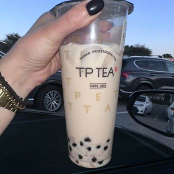TP Tea - Taro Milk Tea and you can see the white chunks at the bottom :( - Bubble Tea Near Me - Richardson, Texas