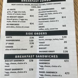 Breakfast menu