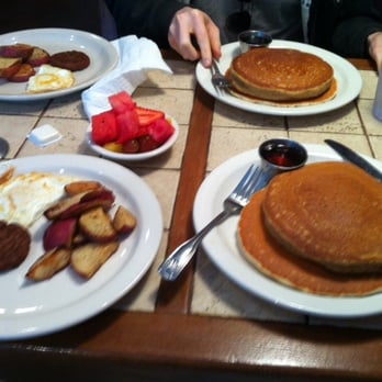 Garden Cafe - Pancakes, potatoes, eggs, veggie sausage. That's real maple syrup in those syrup cups! - Breakfast & Brunch Near Me - Dallas, Texas Garden Cafe - Pancakes, potatoes, eggs, veggie sausage. That's real maple syrup in those syrup cups! - Breakfast & Brunch Near Me - Dallas, Texas