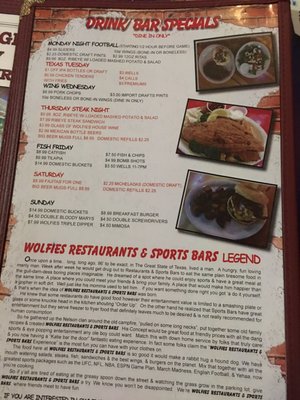 Menu photo 6 Wolfies Restaurant and Sports Bar Spring, TX Menu photo 6 Wolfies Restaurant and Sports Bar Spring, TX