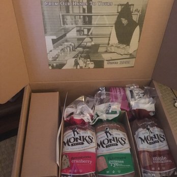 Monks' Bread - Monks' Gift Box - loaves and glass preserve jars (in small box on the left) packaged well - Bakeries Near Me - Piffard, New York