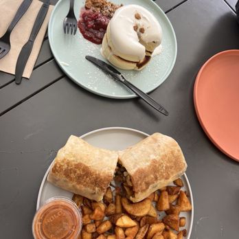 Burnt Crumbs - Breakfast Burrito Souffl Pancakes - New American Near Me - Irvine, California