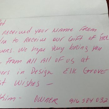 Flowers In Design - Note from Kim - Florists Near Me - Elk Grove, California Flowers In Design - Note from Kim - Florists Near Me - Elk Grove, California