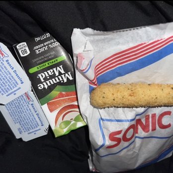 Sonic Drive-In - Mozzarella Sticks and Minute Maid 100% Apple Juice Box - Burgers Near Me - Costa Mesa, California Sonic Drive-In - Mozzarella Sticks and Minute Maid 100% Apple Juice Box - Burgers Near Me - Costa Mesa, California