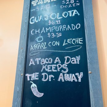 Taco Villa - a menu on a chalk board - Mexican Near Me - Villa Park, Illinois