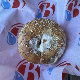 Whole wheat bagel with plain cream cheese Whole wheat bagel with plain cream cheese