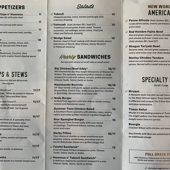 Fast Eddy's Quick Mideast - Inside of menu - Middle Eastern Near Me - Jacksonville, Florida