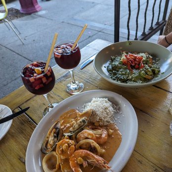 Coya Peruvian Secret - Pesto risotto with shrimp added, and the Macho seafood plate. - Peruvian Near Me - Del Mar, California