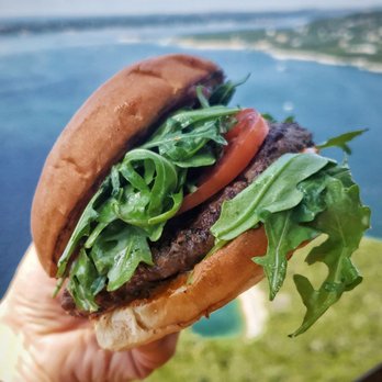 Oasis Texas Brewing - (IG: TheHonestFoodist) Waygu Burger $15.00. No fries or sides though. - Breweries Near Me - Austin, Texas