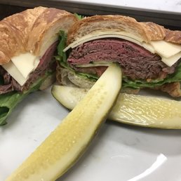 Roast beef on a croissant with cheese!