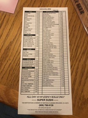Menu photo 5 Super Sushi Redlands, CA Menu photo 5 Super Sushi Redlands, CA