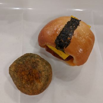 Brug Bakery - Ala Moana - Portuguese sausage egg musubi pastry. And nori mochi bread. Both were ono! - Bakeries Near Me - Honolulu, Hawaii Brug Bakery - Ala Moana - Portuguese sausage egg musubi pastry. And nori mochi bread. Both were ono! - Bakeries Near Me - Honolulu, Hawaii