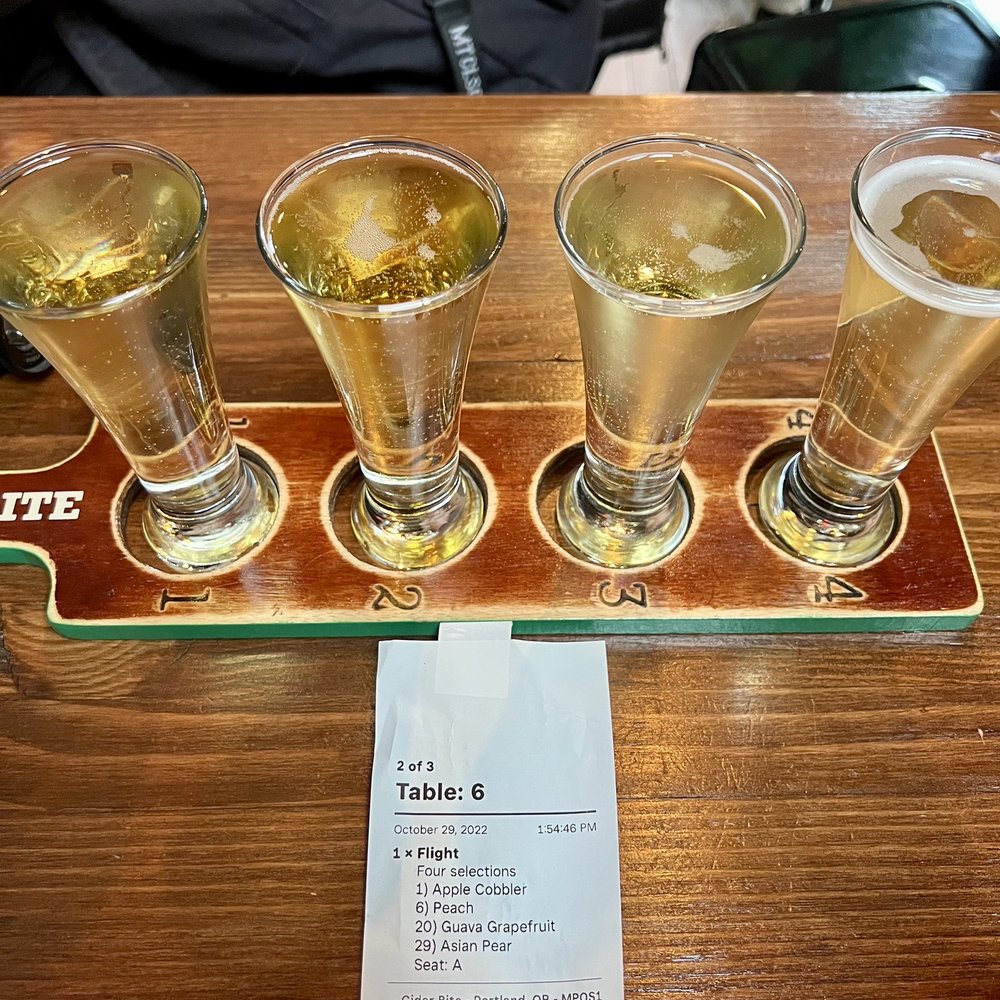Cider Flight. 4 for $15. 5oz pours each