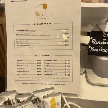 Le Phin - Menu - Coffee & Tea Near Me - New York, New York