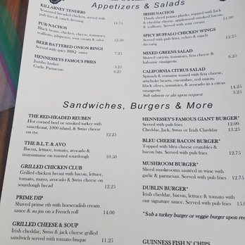 Hennessey's Tavern - Carlsbad Street Fair Menu - Irish Near Me - Carlsbad, California