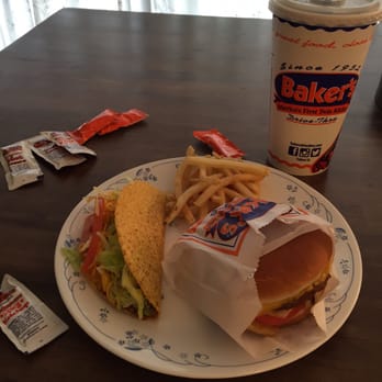 Baker's Drive-Thru - Not on the menu: cheeseburger, taco, and fries combo with a drink. Only $6! - Burgers Near Me - Rancho Cucamonga, California