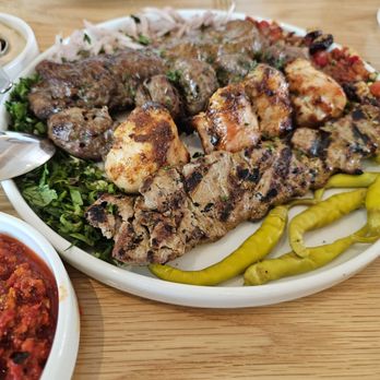 Zaytinya - kebab platter $70...served with all the sauces and garnish... - Turkish Near Me - Palo Alto, California