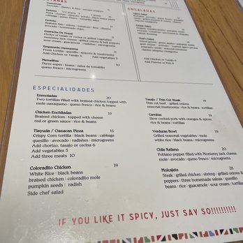 Agave Uptown - Menu back - Mexican Near Me - Oakland, California
