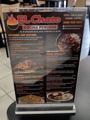 Menu photo 2 El Chato Cocina Peruana Pomona, CA