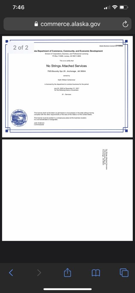 Slide of No Strings Attached Services