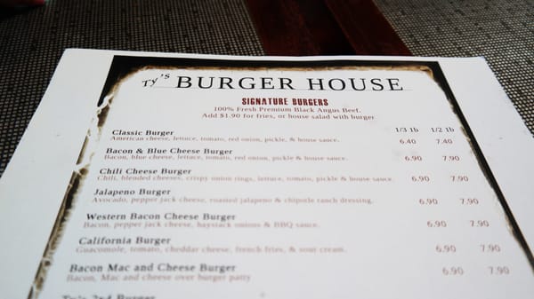 Menu photo 7 Ty's Burger House Oceanside, CA