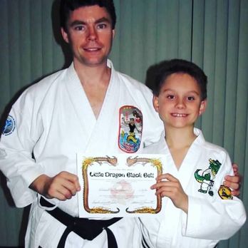 Bennati's Martial Arts - My son Garhett and Master Bennati when he earned his Little Dragon Black Belt - Martial Arts Near Me - Auburn, California