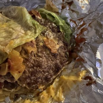 Five Guys - Bacon cheeseburger with a lettuce bun - Burgers Near Me - Commack, New York