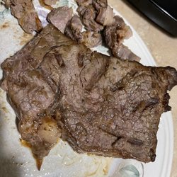 Biondo's Meat Market - Small pieces on side are inedible, guest ate the potatoes and vegetables instead.