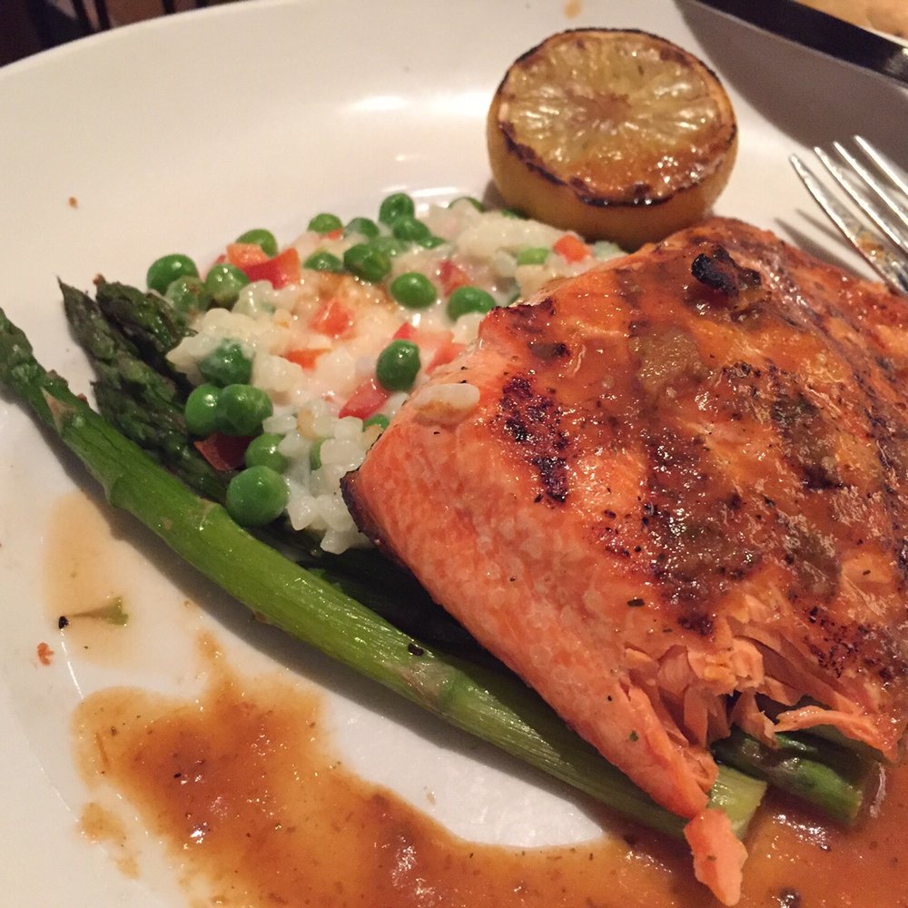 Seasons 52 - Excellent fresh salmon. Although the peas in the risotto seemed out of place. It wasn't real risotto either. - New American Near Me - Schaumburg, Illinois Seasons 52 - Excellent fresh salmon. Although the peas in the risotto seemed out of place. It wasn't real risotto either. - New American Near Me - Schaumburg, Illinois