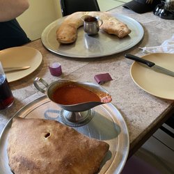 Ruffino’s Italian Kitchen Pizzeria - Vegan Stromboli (assortment of veggies and the vegan mozz) in the front, my SO's meat Stromboli in the back.