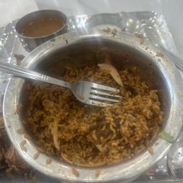It's rice with goat. Pretty filling and the food is wonderfully seasoned. It's rice with goat. Pretty filling and the food is wonderfully seasoned.