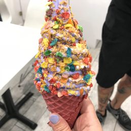 Ube soft serve with fruity pebbles Ube soft serve with fruity pebbles