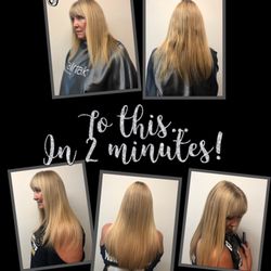 Las Vegas Hair Enhancements - Beautiful halo Hairtalk extensions on Debbie