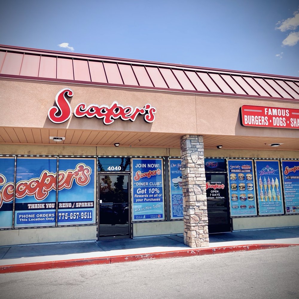 Scoopers - Restaurant exterior - Burgers Near Me - Reno, Nevada Scoopers - Restaurant exterior - Burgers Near Me - Reno, Nevada