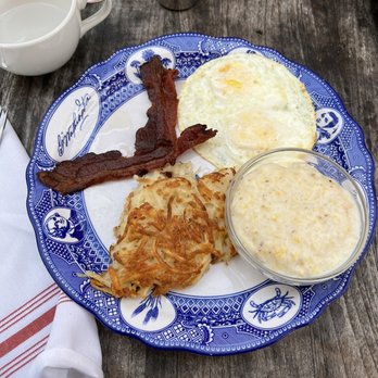 MoCo's Founding Farmers - 2 eggs over hard with hash Browns, bacon and grits - New American Near Me - Potomac, Maryland MoCo's Founding Farmers - 2 eggs over hard with hash Browns, bacon and grits - New American Near Me - Potomac, Maryland