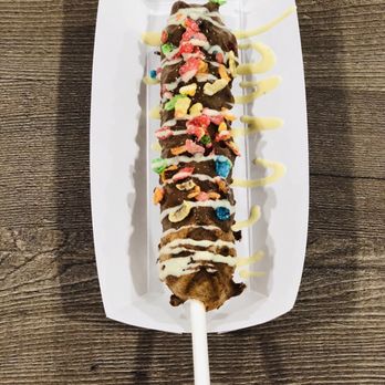 Dipsticle - Waffsticle dipped in milk chocolate with fruity pebble topping! - Gelato Near Me - Cordova, Tennessee Dipsticle - Waffsticle dipped in milk chocolate with fruity pebble topping! - Gelato Near Me - Cordova, Tennessee