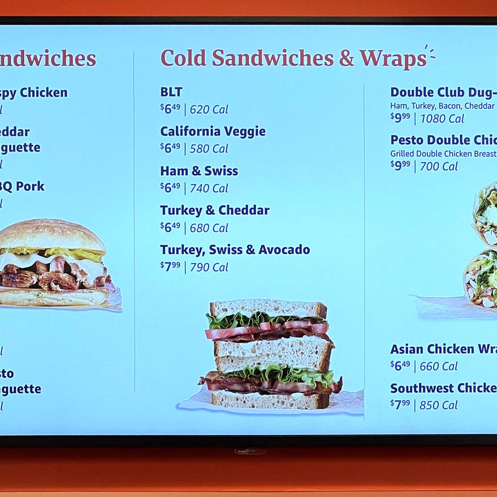 Amazon Go - Sandwich Counter Menu 1 - Convenience Stores Near Me - Torrance, California