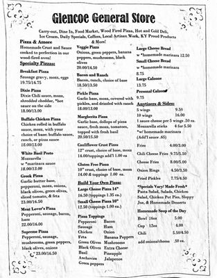Menu photo 2 Glencoe General Store Glencoe, KY