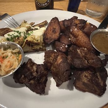 Blue Collar - Griot with plantain and artichoke hearts - Comfort Food Near Me - Miami, Florida
