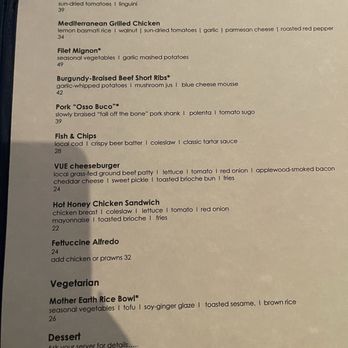 Vue Kitchen - Entrees menu - New American Near Me - Gualala, California