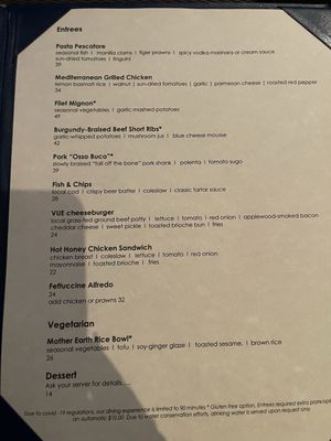 Menu photo 1 Vue Kitchen Gualala, CA