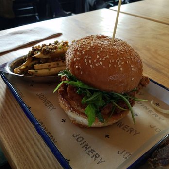 Joinery - Chicken sandwich with dirty fries - American Near Me - Sausalito, California Joinery - Chicken sandwich with dirty fries - American Near Me - Sausalito, California