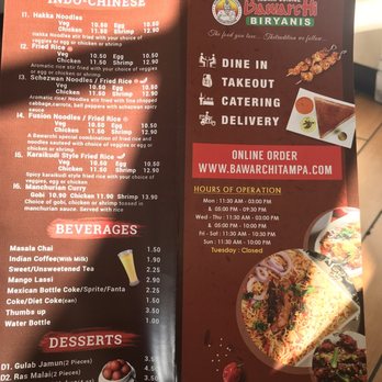 Bawarchi Biryani's - Menu - Indian Near Me - Brandon, Florida