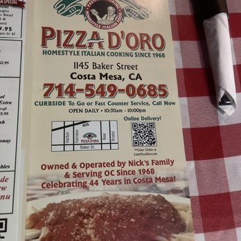 Pizza D'Oro - They deliver - Pizza Near Me - Costa Mesa, California